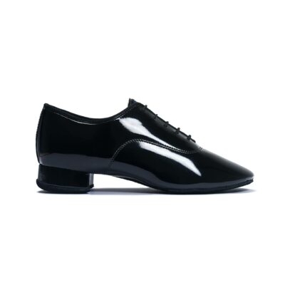 The side view of the Contra men's ballroom dance shoe in black patent.