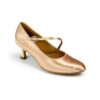 ICS Court Shoe with a round toe and a diagonal strap in Flesh Satin with a 2" heel