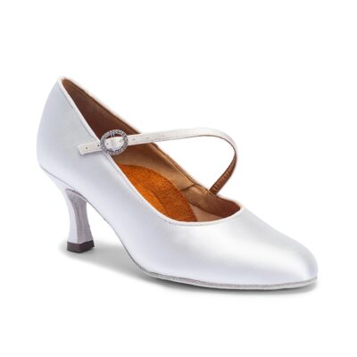 ICS Court Shoe Classic in White Satin with a 2.5" heel