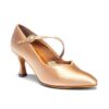 ICS Superstar Court Shoe with a diagonal strap in Flesh Satin with a 2.5" heel