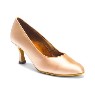 ICS Court Shoe with a round toe in Flesh Satin with a 2.5" heel