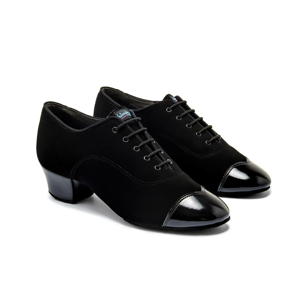 The Men's Rumba Duo in Black Nubuck with Patent accent and 1.5" heel