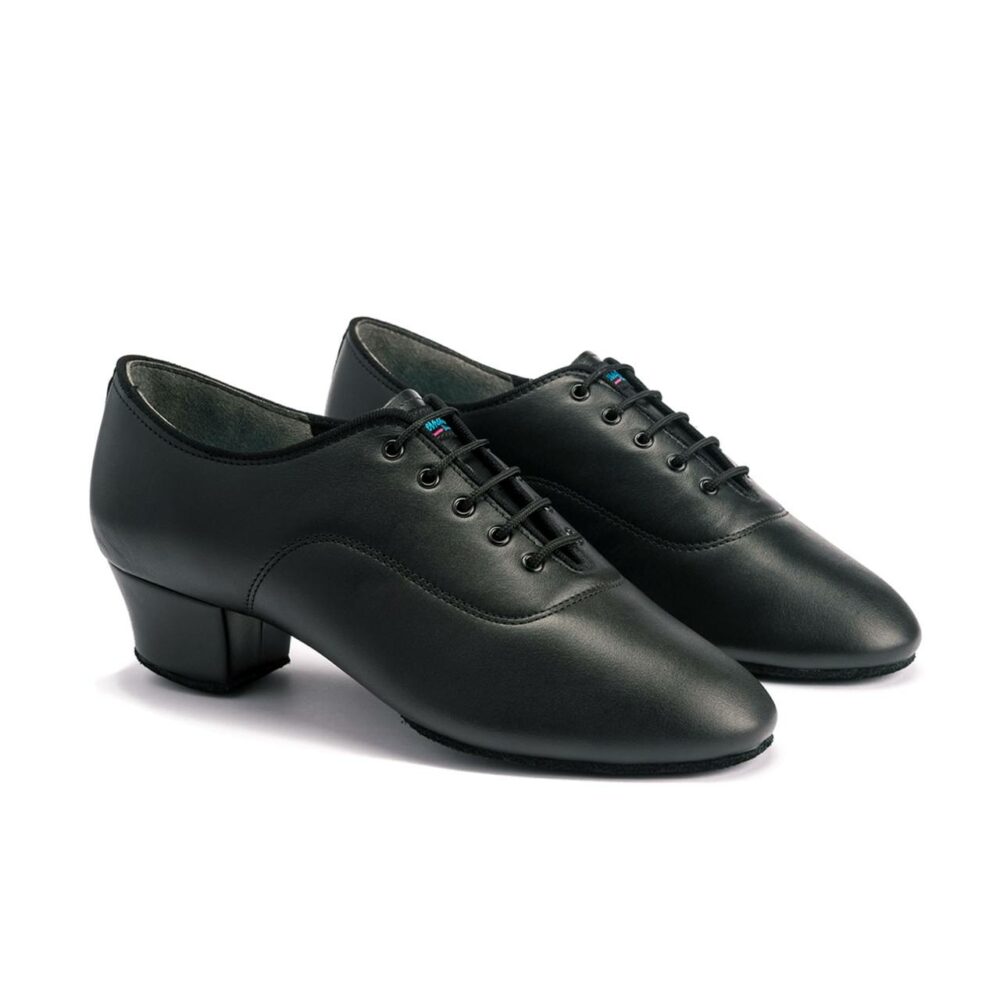 The Rumba is the most popular men's latin dance shoe shown here in black leather and the 1.5" heel, usually used for Latin dancing.