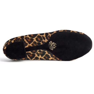 Heather-Split practice dance shoe in Leopard with the standard black chrome leather sole.