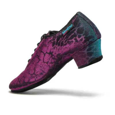 Heather-Split practice dance shoe in dynamic two-toned BluePinkPanther.