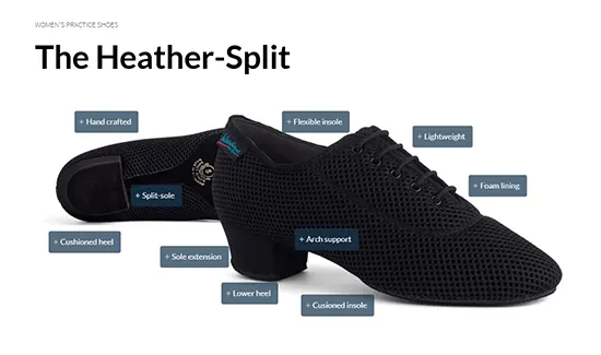 Feature Diagram for the Heather-Split Practice Dance Shoe